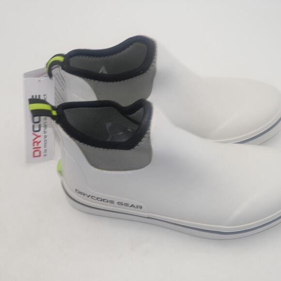 NEW Dry Code Men's 8 Deck Fishing Rain Ankle Boots Waterproof Pull On White - Picture 7 of 10